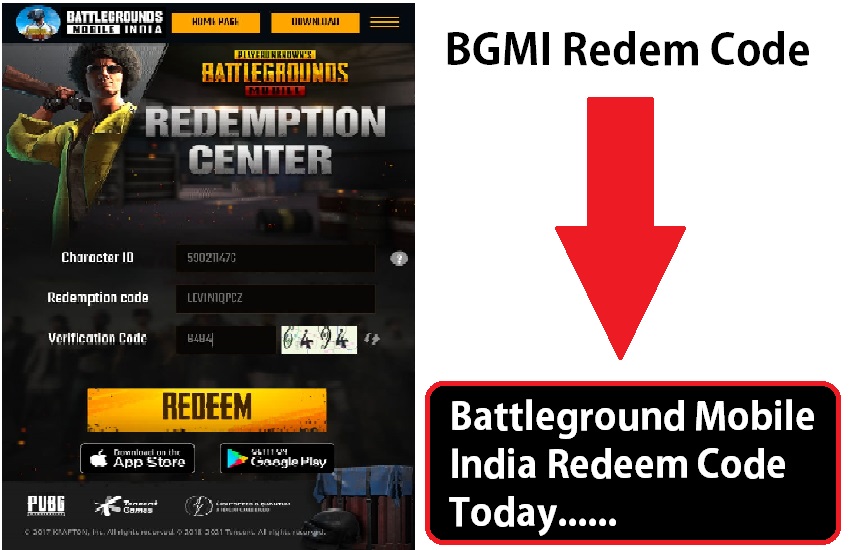 BGMI Redeem code today, Free Skins, Free uc, Battlegrounds Mobile India redeem Coupon, PUBG India Redeem code, Battlegrounds Mobile redemption center website, Redeem code today 