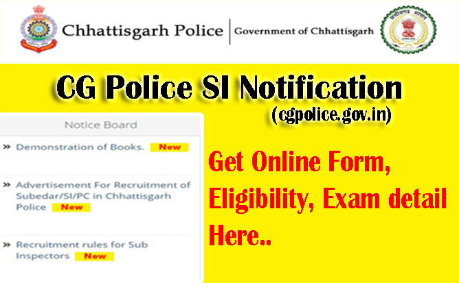 CG Police SI Notification, Chhattisgarh Police SI Recruitment 2022-2023, CG Police Exam notice, Salary, Vacancies, Apply online, Syllabus, cgpolice.gov.in