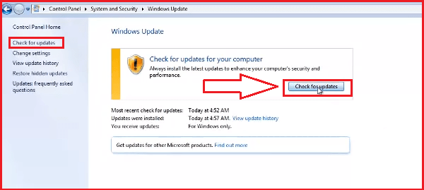 windows 7 check update
