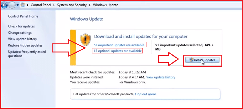 windows 7 important and optional updates