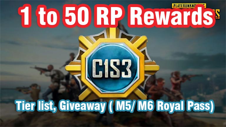 C1S3 Royal Pass Rewards M5 M6 Tier list, PUBG C1S3 Royal Pass, BGMI C1S3 M5 M6 Royal Pass, Free RP Giveaway