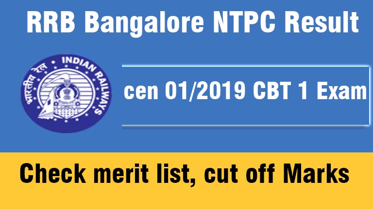 RRB Bangalore, NTPC, Result, cut off, merit list