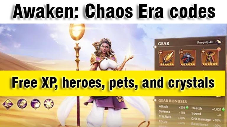 Awaken Chaos Era redeem codes, free XP, heroes, pets, and crystals gift codes 