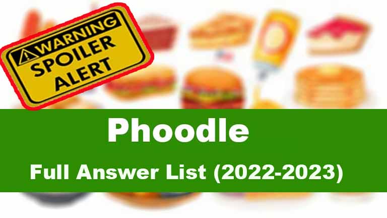 Phoodle Game, Phoodle Answer Archive